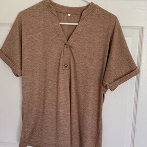 Tan V-Neck S/S Shirt